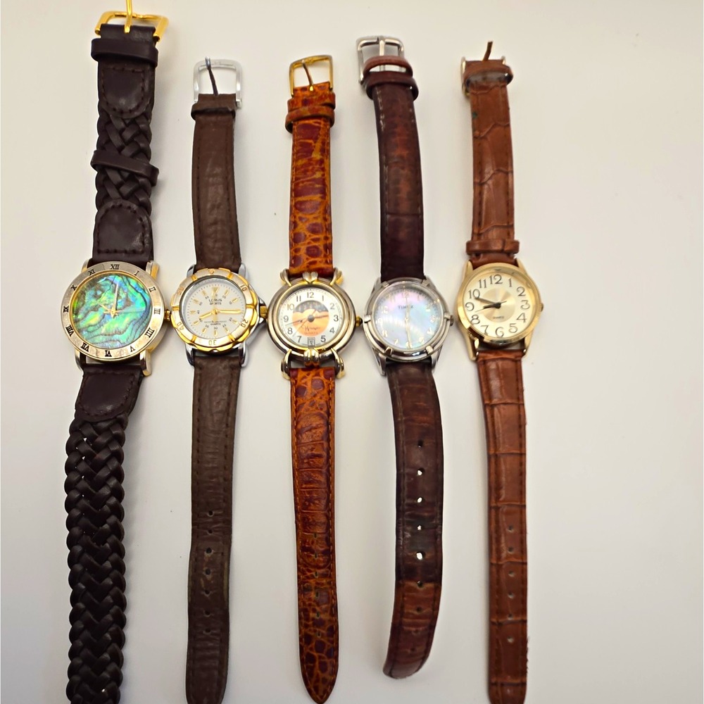 Lot of 5 Quartz Watches - Timex, Wrangler, Lorus Sports, Accutime, New Batteries